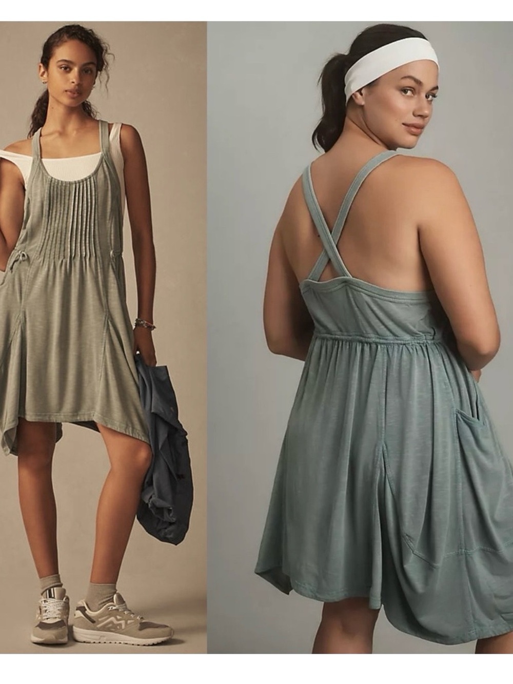 Daily Practice Boardwalk Light Mint Blue Green  Dress Crossback Utility Pockets